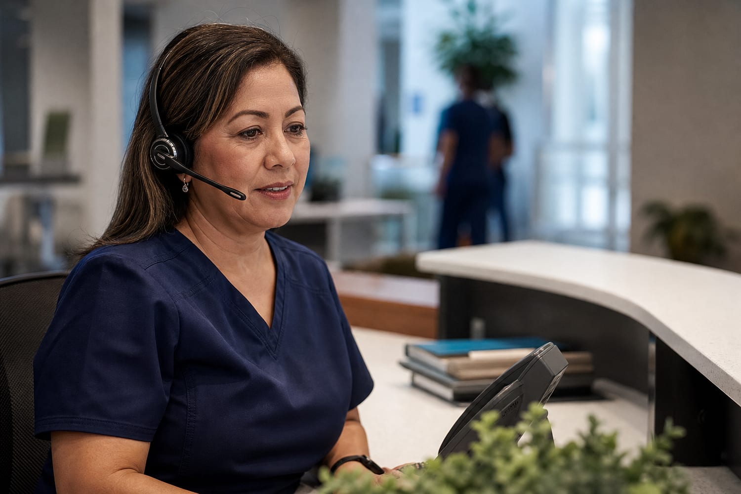 Patient access coordinator ready to help a caller