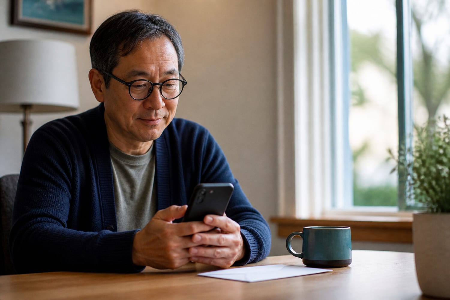 Patient handling a healthcare payment from home on a phone