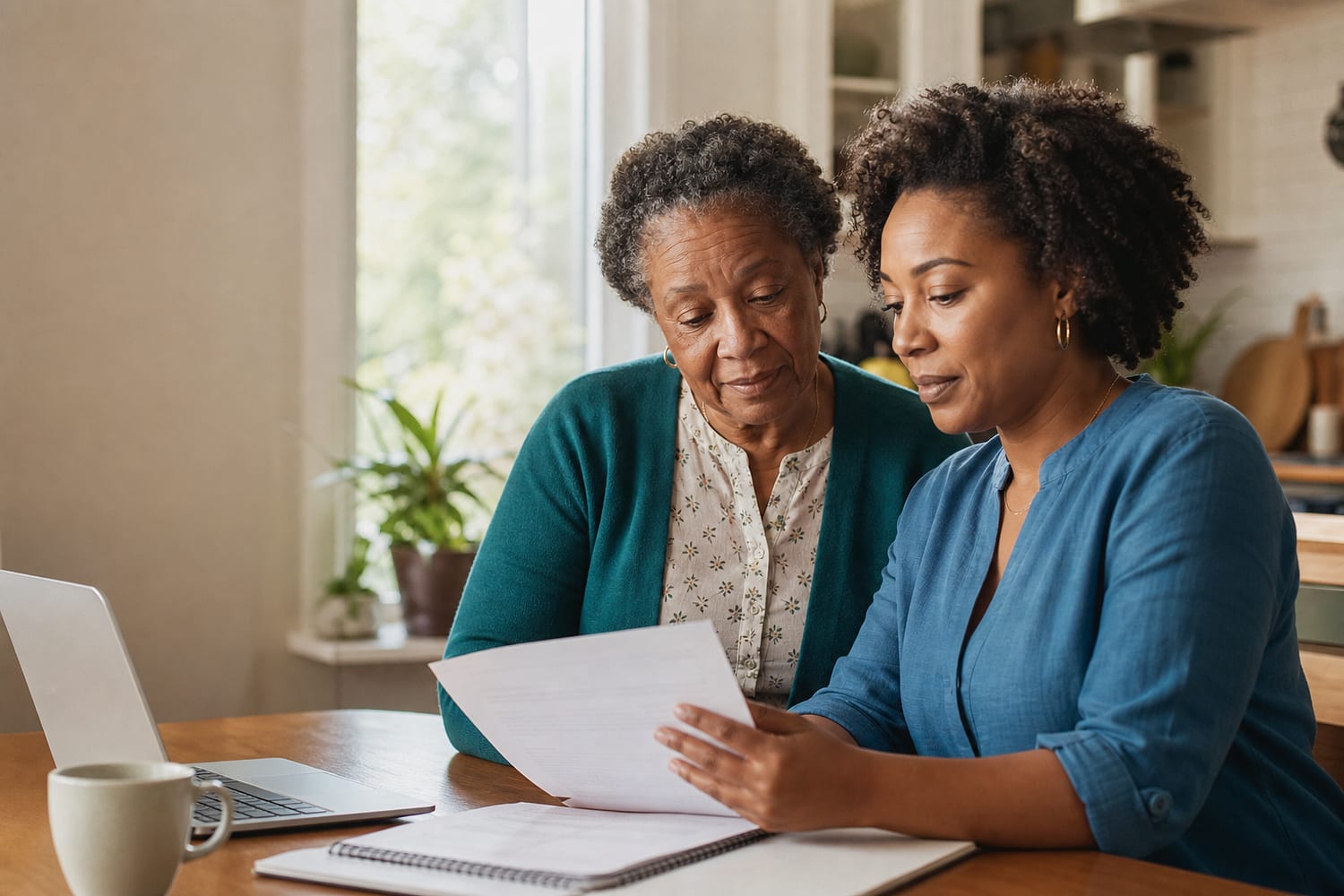Family reviewing a healthcare statement and payment choices together